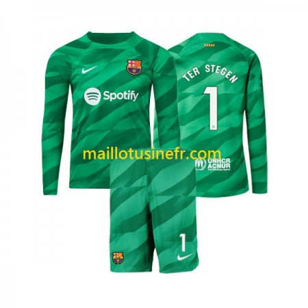 Maillot de Foot FC Barcelone Ter Stegen 1 Gardien Domicile 2023-24 Manches Longues - Enfant